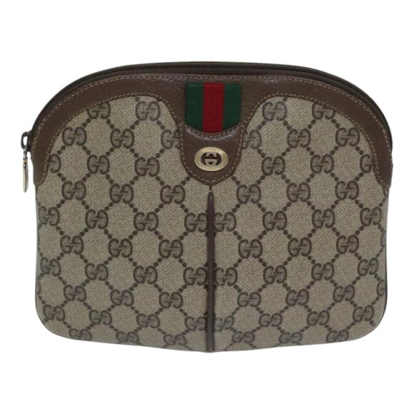 GUCCI GG Supreme Web Sherry Line Shoulder Bag PVC Beige 904 02 047 Auth 91756 - Picture 3 of 15